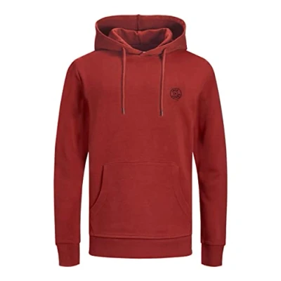 Afbeelding van Jack &amp; Jones Jjebasic Logo Sweatshirt Hood Noos Capuchon Heren, rood (Red Dahlia/logo: zwart)