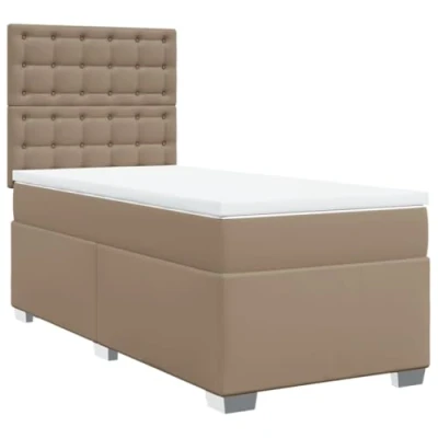Afbeelding van vidaXL Boxspring met matras kunstleer cappuccinokleurig 100x200 cm