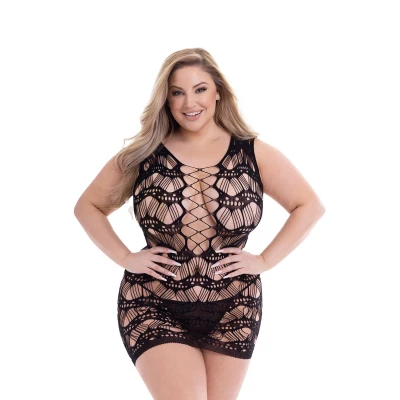 Afbeelding van Baci Uitdagende Mini Jurk Queen Size Zwart