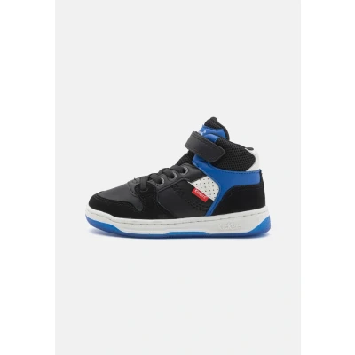 Afbeelding van Kickers Kickado Unisex Sneakers hoog voor kinderen, Maat: 27, Noir/bleu Leer en imitatieleer