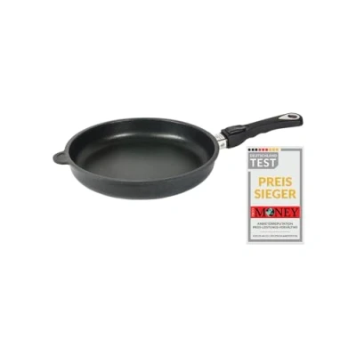 Afbeelding van AMT Gastroguss AMZN I 526 Z20B braadpan, 26 cm diameter, 5 hoog, afneembare handgreep, geschikt voor inductie, Lotan® antiaanbaklaag, gegoten aluminium pan (gegoten aluminium)