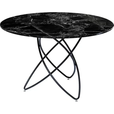 Afbeelding van Kare Eettafel Molekular Black Marble Glass 120cm