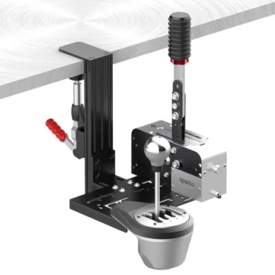 Image de Universal Desk Mount For Racing Sim Shifter &amp; Handbrake Compatible With Logitech G Driving Force Shifter, Thrustmaster TH8A TSS Handbrake,Fanatec ClubSport Handbrake,USB