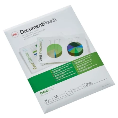 Image de GBC Lam Pouch 250 microns pack de 25 brillant 216 x 303 mm pochettes plastifiées pour Fusion 1000L A4, 1100L 3000L A4; Heatseal H65 Inspire A4