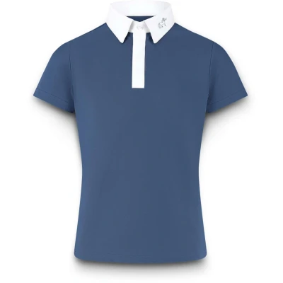 Afbeelding van Kentucky Horsewear Wedstrijdshirt Sammy Showshirt jongen Korte mouw Navy Strikboorkraag Ademend Maat 110