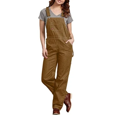 Afbeelding van Dickies tuinbroek van 100% katoen, denim met bescherming tegen splinters, voor dames, Gespoeld bruine eend