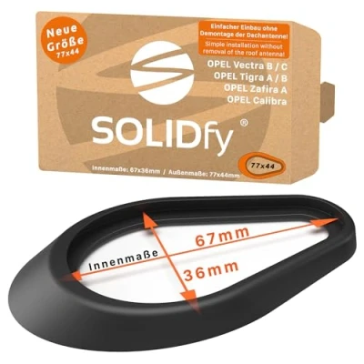 Afbeelding van SOLIDfy® Dakantenneafdichting voor Opel Calibra, Vectra B, C GTS, Tigra A/B Twintop, Zafira A Afmetingen: 77 x 44 mm (binnenafmetingen: 67 36 mm) Montage zonder demontage van de basis