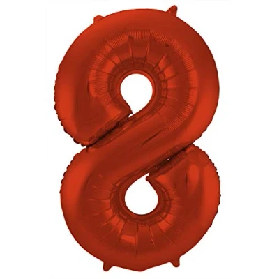 Afbeelding van Folie ballon cijfer 8 Rood Metallic Mat 86cm