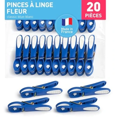 Afbeelding van culiclean 20 stuks wasknijpers zonder opdruk uv bestendig klassiek blauw robuust voor het ophangen van wasgoed, sokken