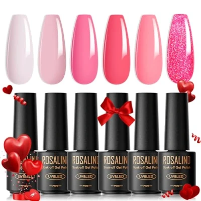 Image de ROSALIND Vernis à Ongles Semi Permanent 6 Couleurs Rose Mini Pastel Gel Manucure Nail Art Lot Soak Off UV LED