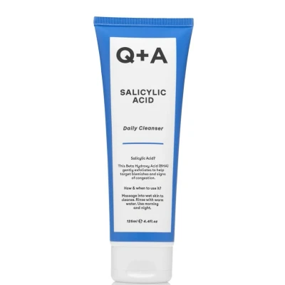 Afbeelding van Q+A Dagelijkse reiniger met salicylzuur peeling voor lichte huid, richt puistjes en poriën, hydraterend beton allantoïne, veganistisch dierproefvrij, 125 ml