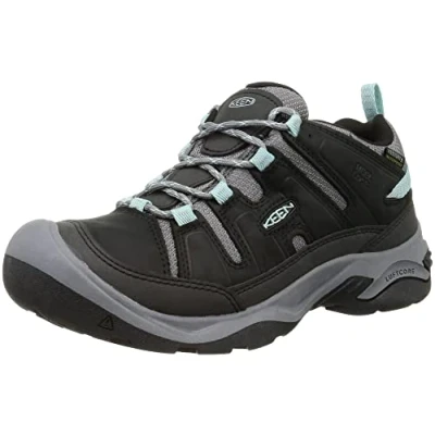 Afbeelding van Keen Circadia WP Outdoorschoenen, Dames, Maat: 40.5, Black/cloud blue Leer en textiel