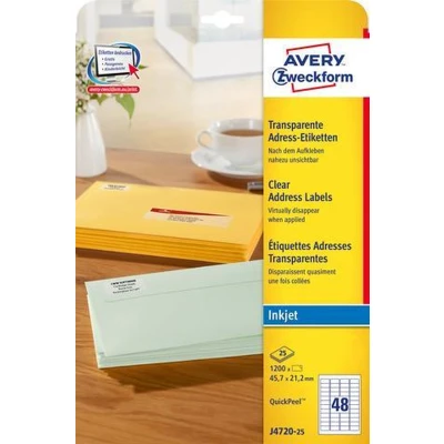 Afbeelding van Inkjetetiket Avery 45 7x21 2 transp. doos 25 vel 48 et. pe