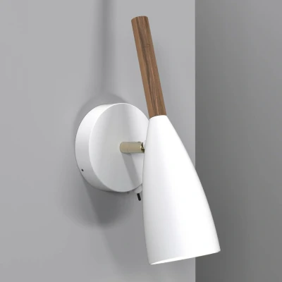 Afbeelding van PURE wandlamp in wit met houten element