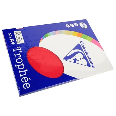 Image de Clairefontaine Papier Clairalfa A4 160g Groseille Etui De 50f
