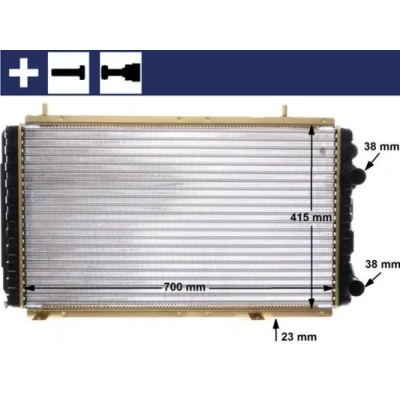 Afbeelding van MAHLE ORIGINAL CR 168 000S Radiateur voor voertuigen zonder airco 700 412 35 Met toebehoren schroef, schroeven Koelribben mechanisch gelast