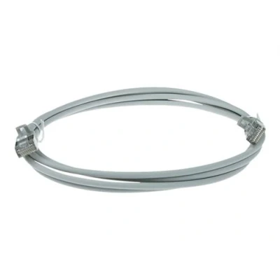 Image de ACT Cordon de raccordement RJ 45 (M) pour 2 m 3.8 mm U / FTP (Paire torsadée blindée) CAT 6a sans crochet, moulé, bloqué gris, RAL 7035