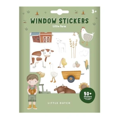 Afbeelding van Little Dutch raamstickers Farm, niet permanente verplaatsbare stickers met speelachtergrond