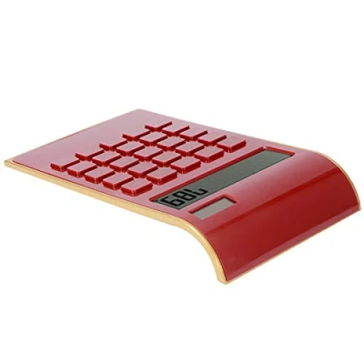 Afbeelding van lyrlody 10 cijferige bureaurekenmachine op zonne energie met groot lcd display en gevoelige knop voor thuiskantoor, kantoor zaken (rood)