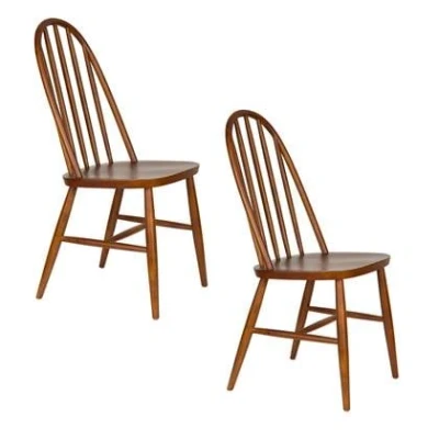 Afbeelding van Housecraft Living Guez Eetkamerstoelen Hout Bruin donker Set van 2