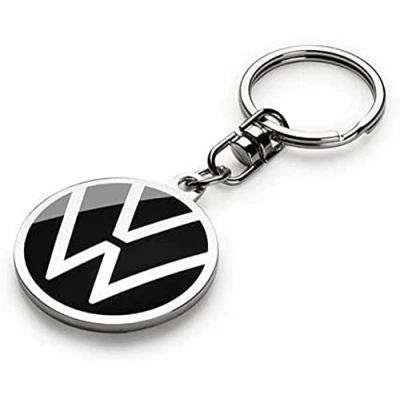 Image de Volkswagen 000087010BQ Porte clés avec le nouveau logo VW noir, diamètre 37 mm