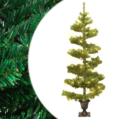 Afbeelding van Kunstkerstboom met verlichting en pot 120 cm PVC groen