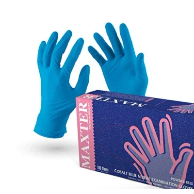 Afbeelding van VENSALUD Nitril handschoenen, doos met 100 wegwerphandschoenen, poedervrij, kleur: blauw, maat S, 3