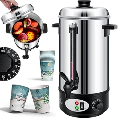 Afbeelding van KESSER® 8 liter roestvrijstalen glühwein kookpan met 10 bekers Automatische thermostaat Warmwaterdispenser Kookautomaat