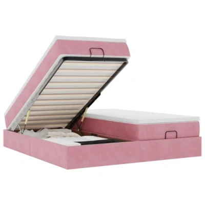 Afbeelding van vidaXL Bedframe met matrassen 180x200cm fluweel roze