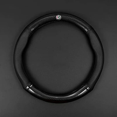 Afbeelding van HITEAK Non slip lederen auto stuurhoes voor Alfa Romeo Giulietta Mito Stelvio Giulia 147 156 159 166 4C TZ3 Tonale spontivd