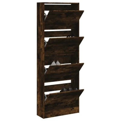Afbeelding van Schoenenkast 60x21x163,5 cm bewerkt hout gerookt eikenkleurig