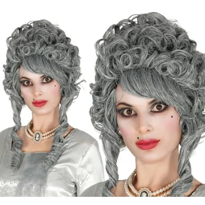 Afbeelding van Fiestas Guirca pruik Markiezin grijs Carnaval accessoires Pruiken