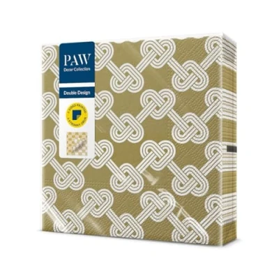 Image de PAW Serviettes Papier Double Face 3 Plis (33 x 33 cm) I Lot de 20 Parfait pour les Anniversaires, Fêtes, Mariages, la Communion Imprimé des Deux Côtés Bretzels coeurs