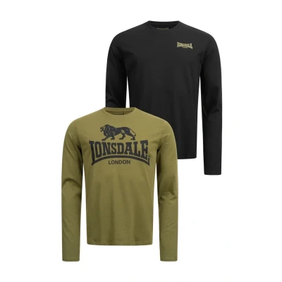 Afbeelding van Lonsdale Normale Passform Doppelpack Ayrshire Longsleeve, Heren, Maat: Medium, Black olive