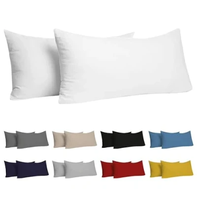 Afbeelding van Dreamzie Kussensloop 70 x 40 cm (2 stuks) 100% katoen jersey 150 GSM Wit Duurzame en Hypoallergene Kussenovertrek voor Hoofdkussens