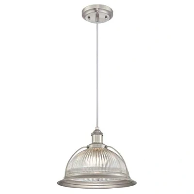 Afbeelding van Westinghouse Lighting 6338740 63387 hanglamp voor binnen, met één lamp, lichte nerveuze afwerking, glas, geborsteld nikkel