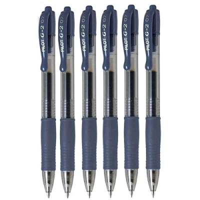 Afbeelding van Pilot G2 07 BL 7 Intrekbare gelrollerbalpen, 0,7 mm punt, lijnbreedte 0,39 mm, navulbaar, blauw/zwart, 6 stuks