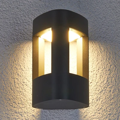 Afbeelding van Lucande LED wandlamp buiten 90lichts Aluminium, polycarbonaat H: 20 cm antraciet Inclusief lichtbronnen