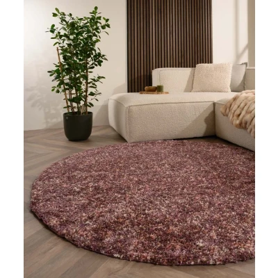 Afbeelding van Rond Hoogpolig Vloerkleed Blend Roze 80 Cm