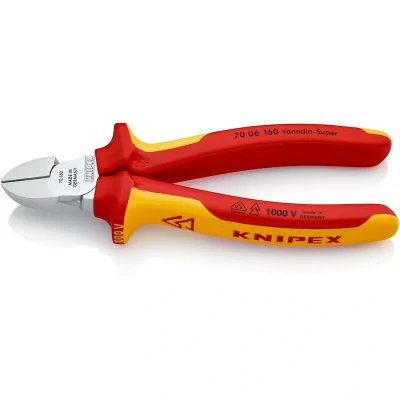 Image de KNIPEX 70 06 160 coupe diagonale isolée avec poignées à plusieurs composants, testée par VDE, chromée mm