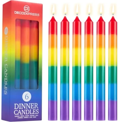 Afbeelding van DECO EXPRESS Taps toelopende kaarsen, set van 6, 10, 15 of 50, niet vloeiend, 8 uur, geurvrij (multi 6 stuks)