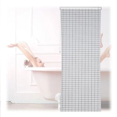 Afbeelding van Relaxdays douche rolgordijn geruit vochtbestendig badkamer gordijn pvc douchegordijn 100x240cm