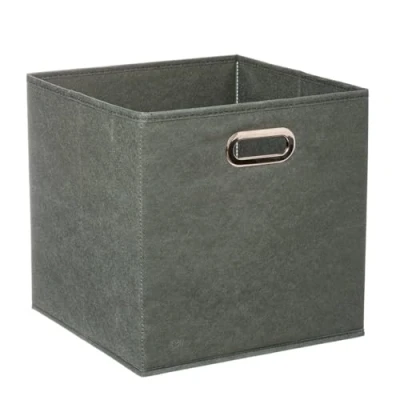 Afbeelding van Opbergmand/kastmand 29 liter grijsgroen linnen 31 x cm Opbergboxen Vakkenkast manden