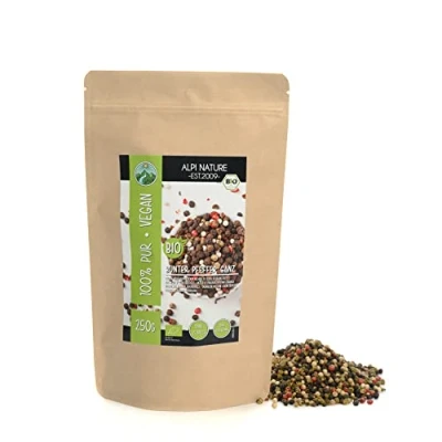 Afbeelding van Kleurrijke biologische peper, gekleurde peper uit gecontroleerde teelt, laboratoriumgetest, 100% zuiver en natuurlijk (250 g)