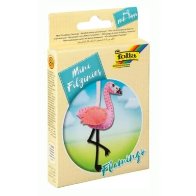Afbeelding van folia 52909 Viltnaaiset voor kinderen, mini viltlijn, flamingo hanger, 11 delig, vilten naaiset het maken van zelf genaaide hangers