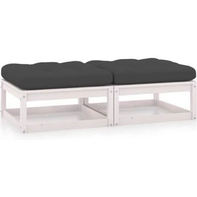 Afbeelding van 2 Delige Loungeset Met Kussens Massief Grenenhout Grijs 1 / Wit voetensteun (2 st)