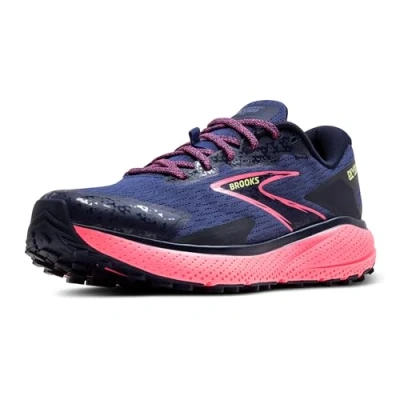 Afbeelding van Brooks Divide 5 Trail hardloopschoenen, Dames, Maat: 38, Grey blue pink lime Textiel