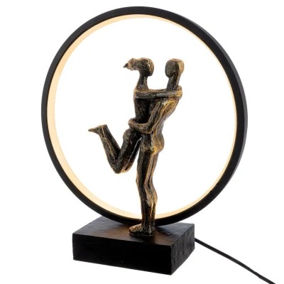 Afbeelding van Gilde Handwerk Lamp Ledlamp Met Sculptuur Happy Couple Liefde 10x30x35cm