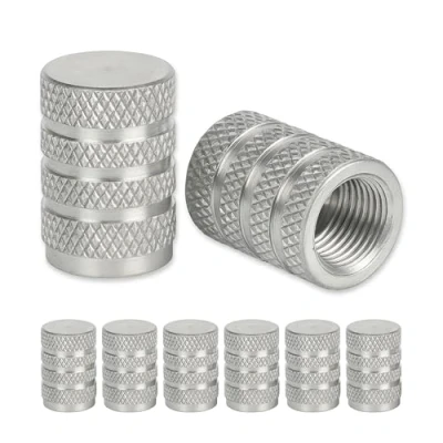 Afbeelding van Ventieldop van aluminium, 8 stuks, zilveren doppen met afdichting voor autoventielen, motorfiets, scooter, aanhanger en fiets, autoventieldop, autobandenventieldop