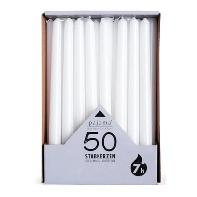 Afbeelding van pajoma Staafkaarsen, wit, 50 stuks, hoogte 25 cm, brandduur ca. 7 uur